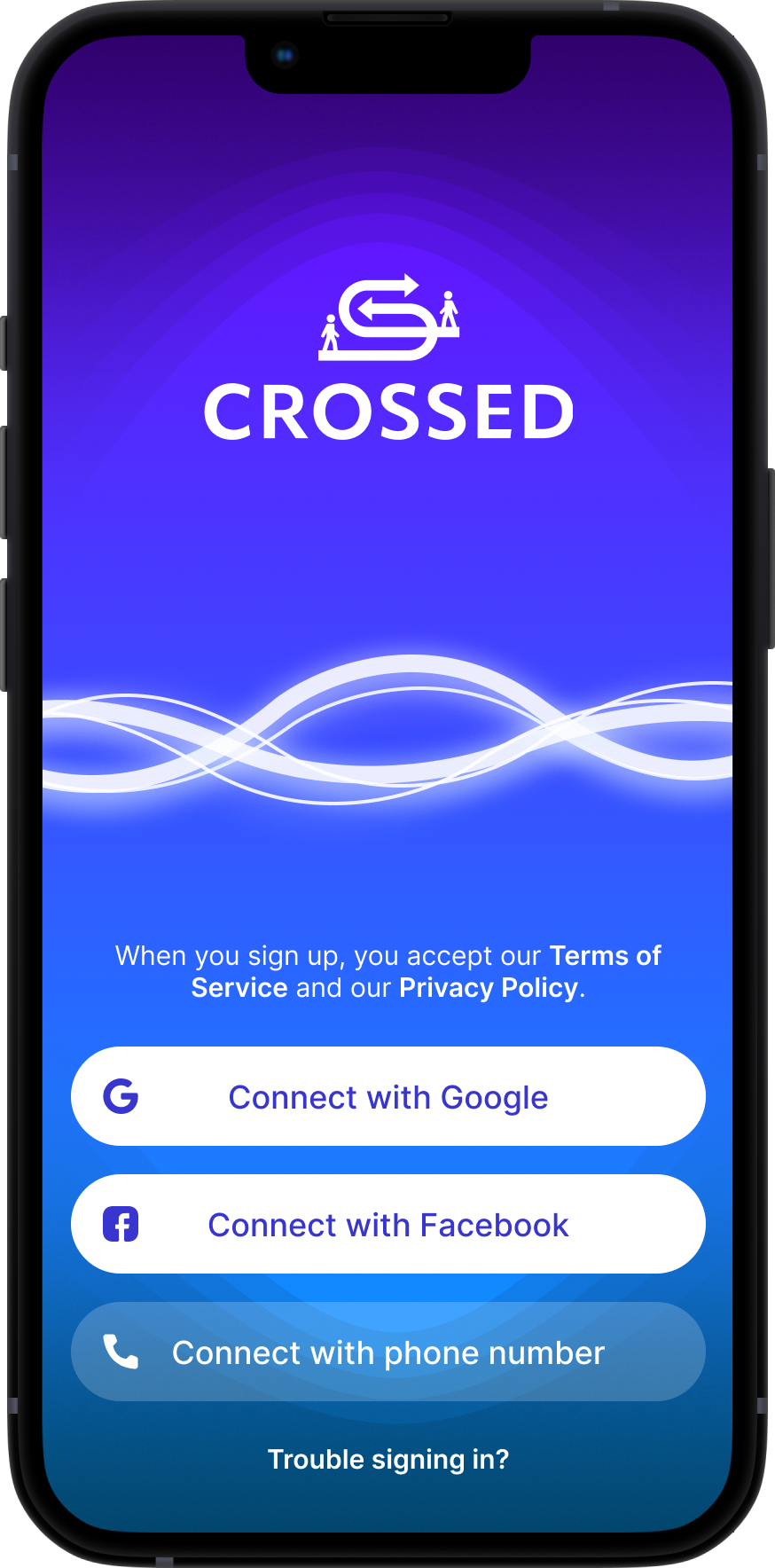 Login and sign-up entry screen