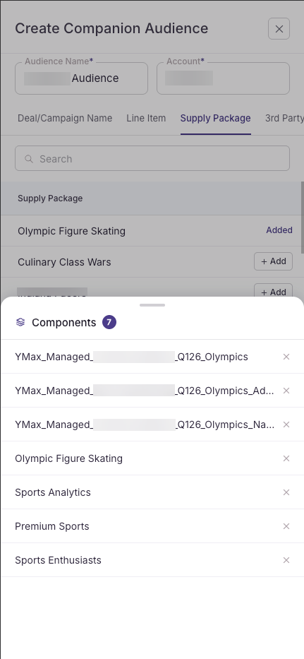 Mobile bottom-sheet pattern showing the components list when the badge is tapped